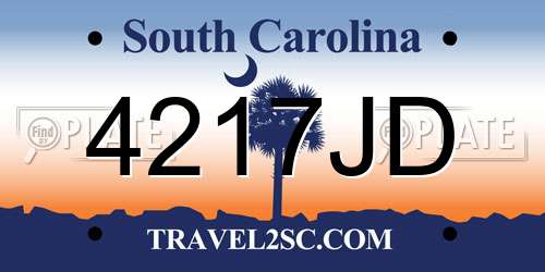 4217JD South Carolina License Plate