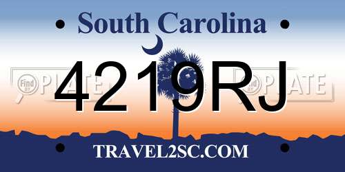 4219RJ South Carolina License Plate