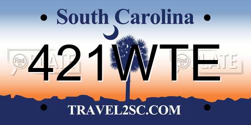 421WTE South Carolina License Plate