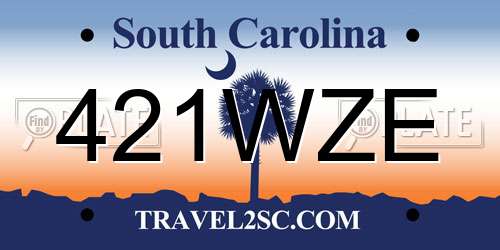 421WZE South Carolina License Plate