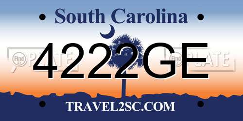 4222GE South Carolina License Plate