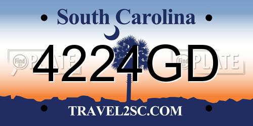4224GD South Carolina License Plate