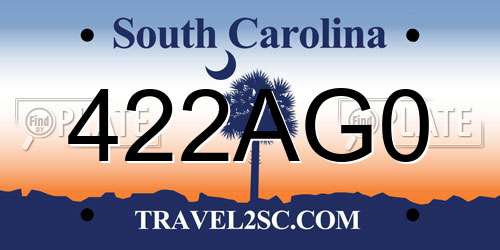 422AG0 South Carolina License Plate