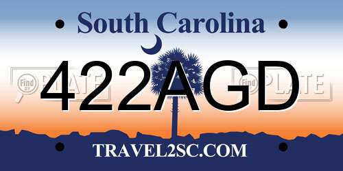422AGD South Carolina License Plate