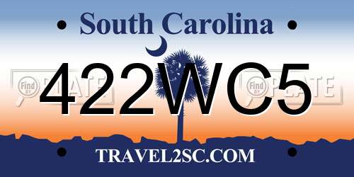 422WC5 South Carolina License Plate