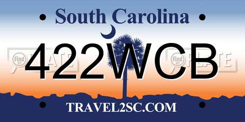 422WCB South Carolina License Plate