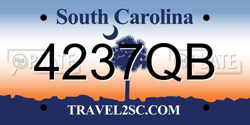 4237QB South Carolina License Plate