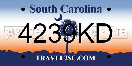 4239KD South Carolina License Plate