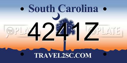 4241Z South Carolina License Plate