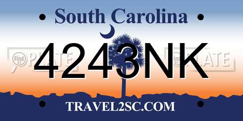 4243NK South Carolina License Plate