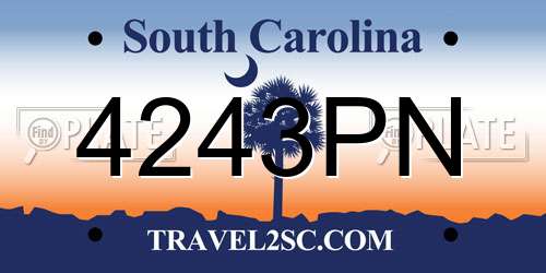 4243PN South Carolina License Plate