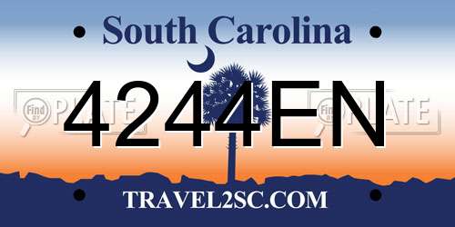 4244EN South Carolina License Plate
