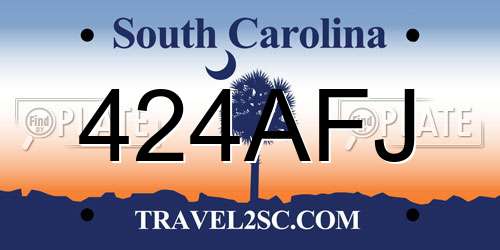 424AFJ South Carolina License Plate