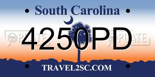4250PD South Carolina License Plate