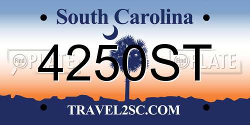 4250ST South Carolina License Plate