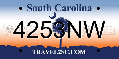 4253NW South Carolina License Plate