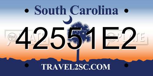 42551E2 South Carolina License Plate