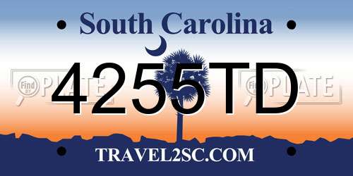 4255TD South Carolina License Plate