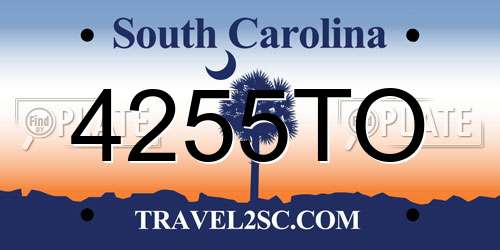 4255TO South Carolina License Plate