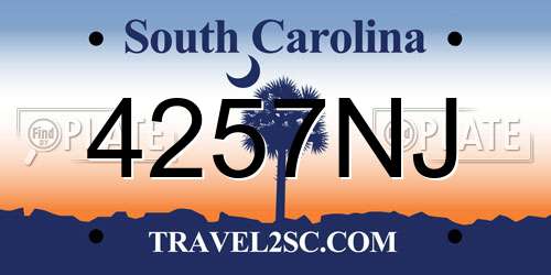 4257NJ South Carolina License Plate