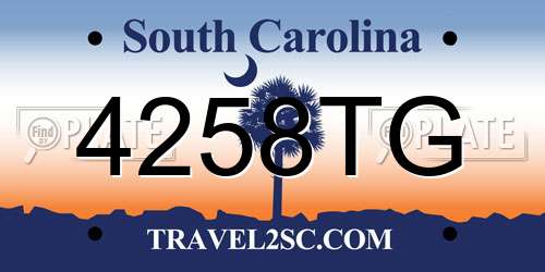 4258TG South Carolina License Plate