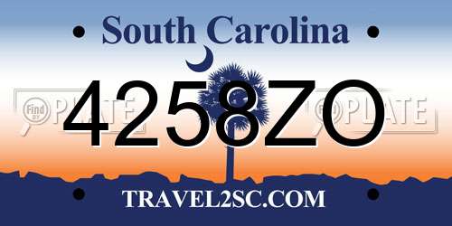 4258ZO South Carolina License Plate