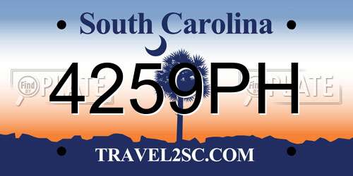 4259PH South Carolina License Plate
