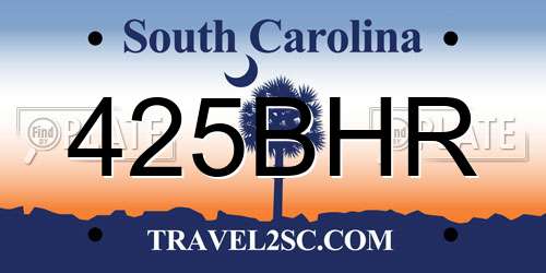425BHR South Carolina License Plate