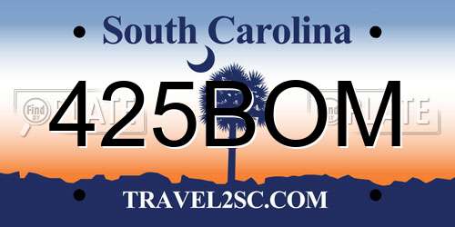 425BOM South Carolina License Plate