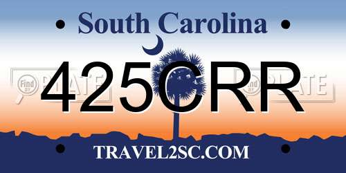 425CRR South Carolina License Plate