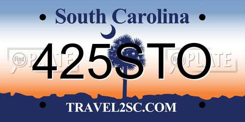 425STO South Carolina License Plate