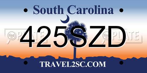 425SZD South Carolina License Plate