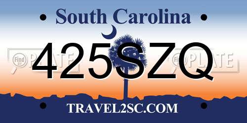 425SZQ South Carolina License Plate