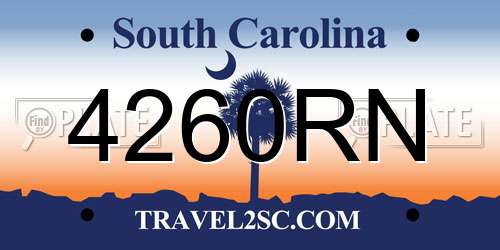 4260RN South Carolina License Plate