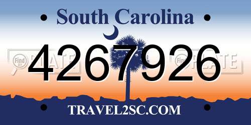 4267926 South Carolina License Plate
