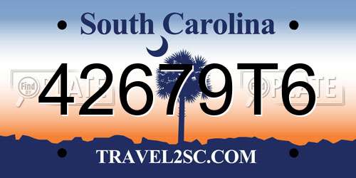 42679T6 South Carolina License Plate