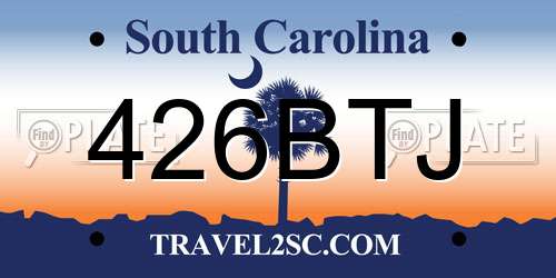 426BTJ South Carolina License Plate