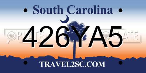 426YA5 South Carolina License Plate