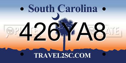 426YA8 South Carolina License Plate