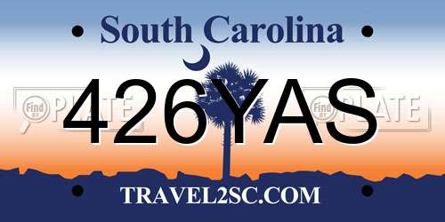 426YAS South Carolina License Plate