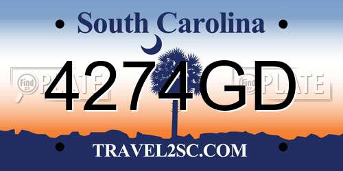 4274GD South Carolina License Plate