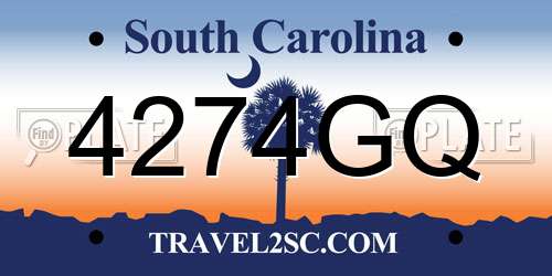 4274GQ South Carolina License Plate