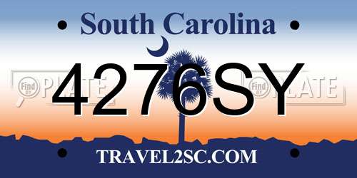 4276SY South Carolina License Plate