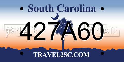 427A60 South Carolina License Plate