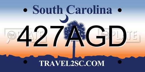 427AGD South Carolina License Plate
