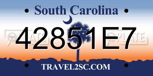 42851E7 South Carolina License Plate