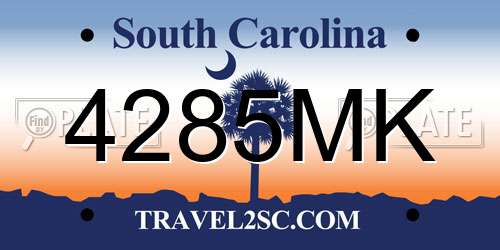 4285MK South Carolina License Plate