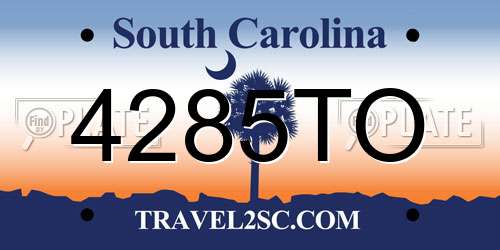4285TO South Carolina License Plate