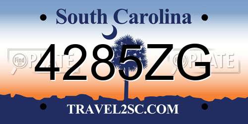 4285ZG South Carolina License Plate