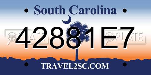 42881E7 South Carolina License Plate